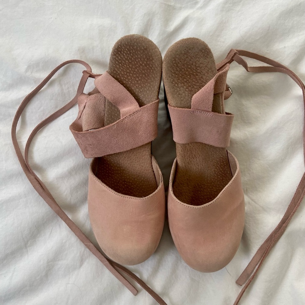 Free People Pink Wood Clogs